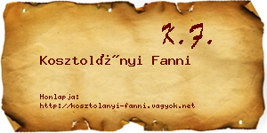 Kosztolányi Fanni névjegykártya